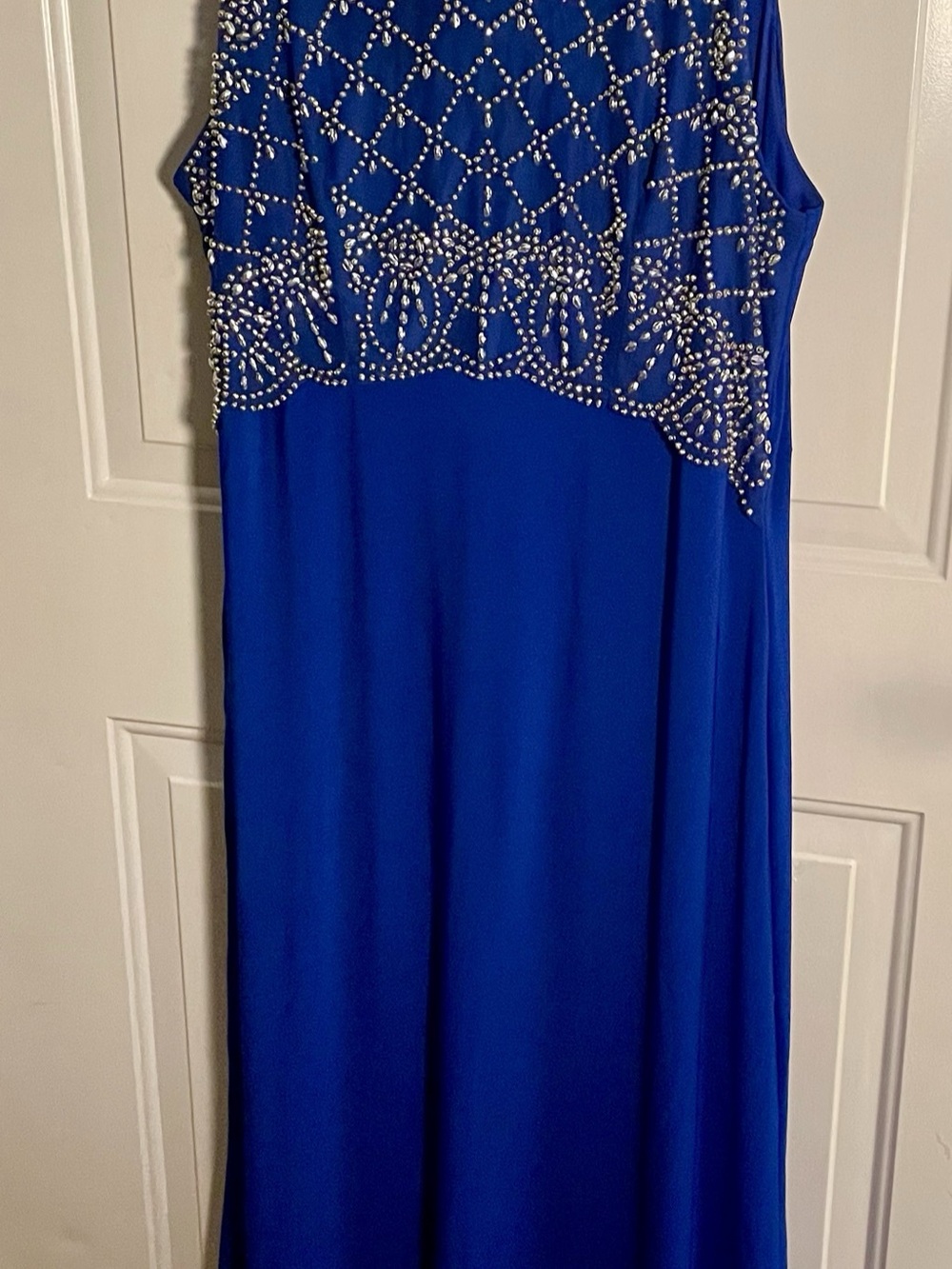Jackie Jon New York Beaded Maxi Dress in Blue Size 18 Like New